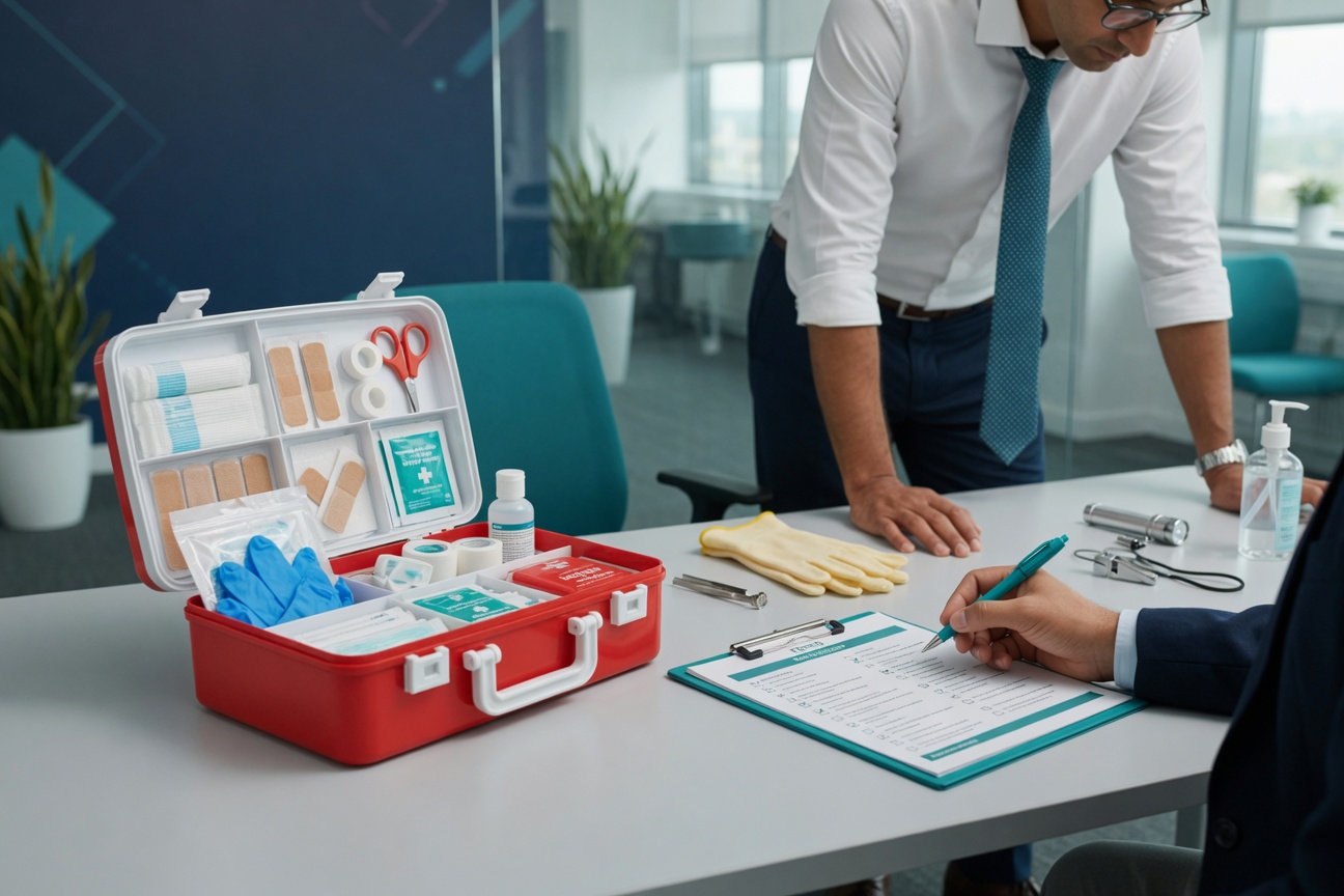 Workplace first aid kit and safety supplies